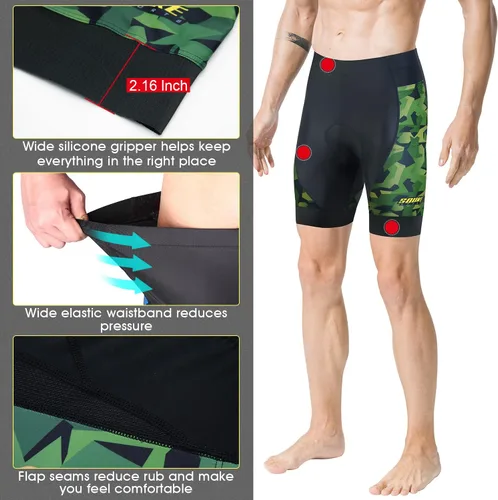 Vista 17 de Souke Sports Pantalones cortos de ciclismo acolchados para hombre, cómodos pantalones de ciclismo de carretera