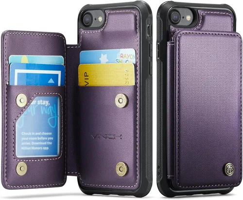 Vista 11 de Vinich for iPhone XR Wallet Case with Card Holder, Black RFID Blocking Credit Slots, Kickstand, Shockproof Flip Phone Cover, PU Leather, Double