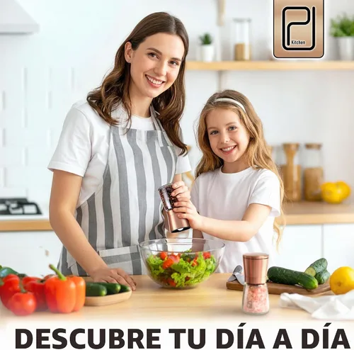 Vista 7 de Set de molinillo de sal y pimienta Premium – El mejor Molino de acero inoxidable para chef del hogar, magnético, de cobre, suaves molinillos