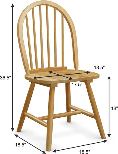 Vista 3 de POWERSTONE Juego de 2 sillas de comedor, sillas Windsor de madera con respaldo de husillo, silla de comedor de granja, silla de cocina, silla