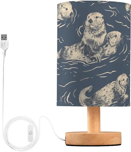 Vista 14 de Bedside Table Lamp Cute Highland Cow Animal Nightstand Lamp with Wood Desk Lamps for Bedroom Living Room Nursery Office Home Decor