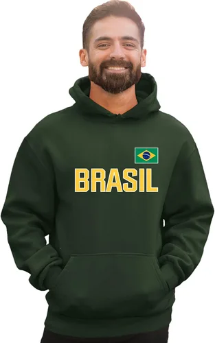 Vista 2 de Go All Out Sudadera con capucha Team Brasil Flag Pride para hombre y mujer