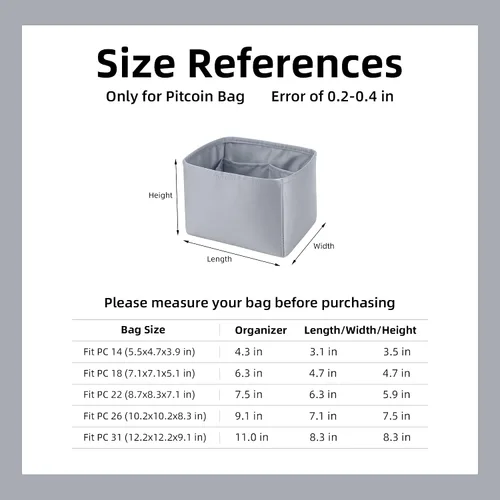 Vista 7 de DGAZ Organizador de bolso, sedoso y suave, se adapta a bolsas de picotina 1822, seda, bolso de lujo en moldeadores de bolsa (Bleu Pale, PC22)