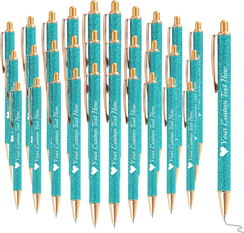 Vista 69 de Bolígrafos con purpurina personalizados con nombre, bolígrafos bonitos y bonitos personalizados, bolígrafos retráctiles de tinta negra, suministros