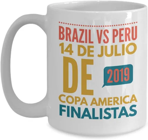 Vista 3 de Brasil vs Perú Futbol Taza de Cafe Vaso, taza café divertidas, tazas personalizadas, taza de café inspiradoras, taza con mensajes positivos.