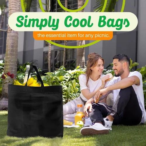 Vista 6 de Paquete de 200 bolsas de compras negras reutilizables ecológicas de 14.5 x 14 x 6.6 pulgadas, bolsas de compras duraderas, reciclables, lavables