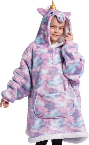 Vista 11 de Giggling Getup Manta Vestible con Capucha para Mujeres y Hombres Manta con Capucha Vestible de Forro Polar Sherpa Sudadera Manta Vestible Sherpa