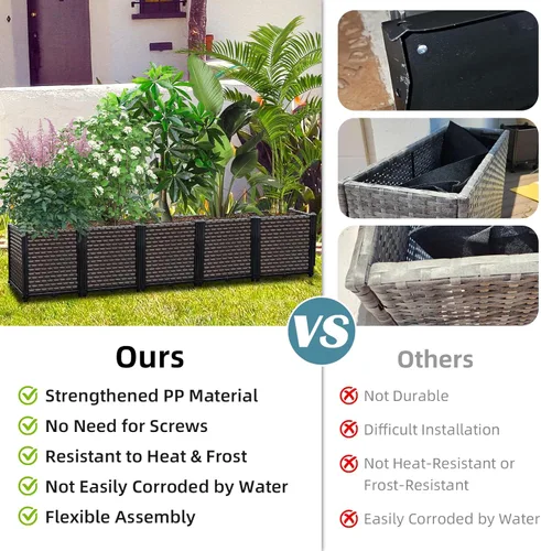 Vista 3 de Macetas grandes para plantas de exterior, profundas, 20 pulgadas de alto, camas elevadas para jardinería con riego automático, maceta elevada