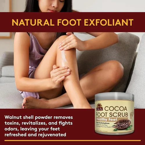 Vista 2 de OKAY Exfoliante para pies de manteca de cacao natural, 6 onzas
