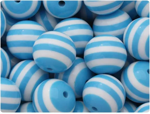 Vista 7 de BeadTin Cuentas redondas de goma de mascar de resina de rayas blancas de 0.787 in (10 piezas) (marrón)