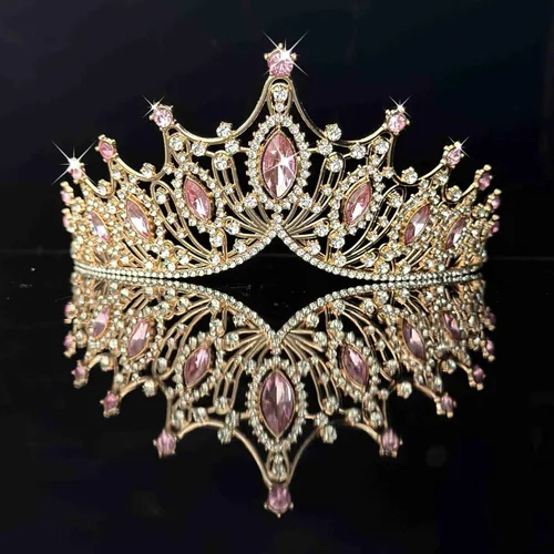 Vista 9 de Kamirola Corona de Reina Barroca, Corona Nupcial de Boda con Diamantes de Imitación y Tiaras Diadema de Cristal Para Cumpleaños Baile de Graduación