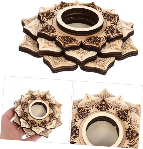 Vista 5 de Soporte de esfera de cristal de madera para mostrar orbes Base decorativa apilable para decoración del hogar y meditación