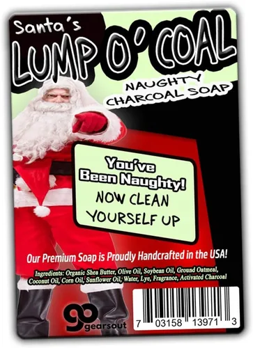 Vista 4 de Santa's Lump O' Coal - Jabón de carbón travieso para Navidad, novedoso jabón navideño para niños, divertidos rellenos de calcetines, bromas