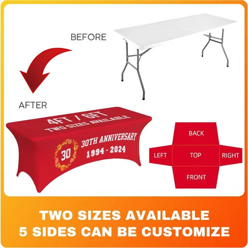 Vista 2 de Mantel personalizado con texto del logotipo de la empresa, mantel de elastano elástico personalizado para eventos de ferias comerciales, mantel