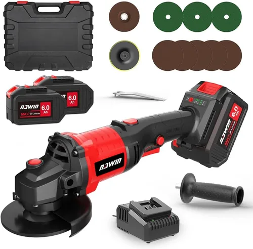 Vista 10 de Kit de amoladora angular inalámbrica de 4 pulgadas NAWIN, amoladora de velocidad variable, batería de iones de litio de 2×4.0Ah y cargador rápido