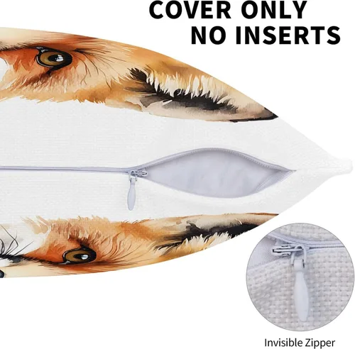 Vista 4 de Bay Fox - Fundas de almohada de 18 x 18 pulgadas, fundas de almohada cuadradas de lino de zorro de acuarela para sofá, dormitorio, sala de estar