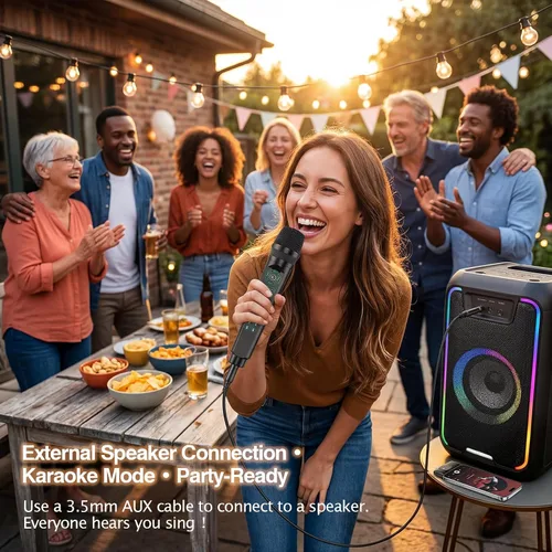 Vista 4 de MC9 Online Karaoke Microphone for Phone/PC, Live Streaming Microphone Set Easy Podcast Kit w/Built-in Sound Card, Voice Changer, Real-Time
