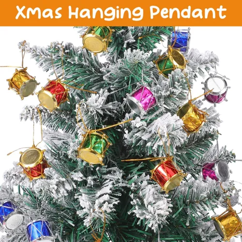 Vista 8 de 60 adornos para árbol de Navidad con purpurina, mini tambores, adornos para árbol de Navidad, pequeños instrumentos musicales, colgante colgante