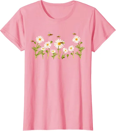 Vista 11 de Marguerites Daisy - Camiseta de verano con margaritas de jardín de flores, Negro, S
