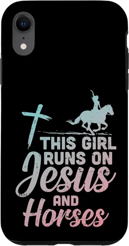 Vista 24 de Funda de regalo para iPhone 16 Girl Runs Jesus Horses Christian Horseback Equestre