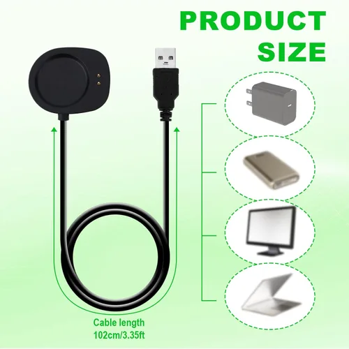 Vista 2 de 4 cargadores de repuesto para Amazfit T-Rex 3/Balance 2/Helio Strap/Balance, 102cm/3.35ft de largo USB Magnetic Watch Cable de carga Accesorios