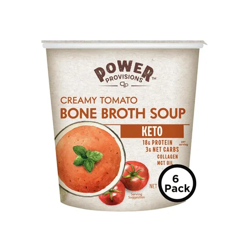 Vista 5 de Power Provisions Tazas de Caldo de Hueso de Cheddar y Brócoli - Taza de Sopa Instantánea Keto - Infundido con Colágeno y 17g de Proteína - Sopa Sin