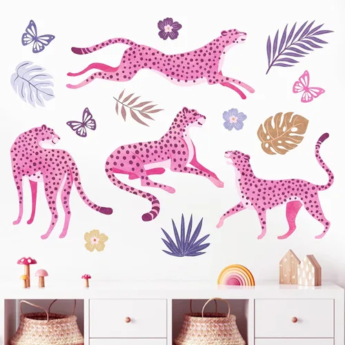 Vista 9 de Mfault Pegatinas de pared de árbol trepador de mono, animales de la selva