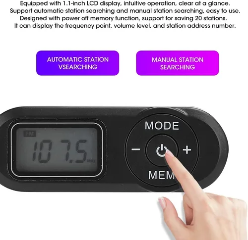 Vista 3 de LJCM Radio FM portátil negra, DSP 1.1 pulgadas LCD Digital FM Radio reproductor de música con auriculares para caminar, trotar, hacer ejercicio