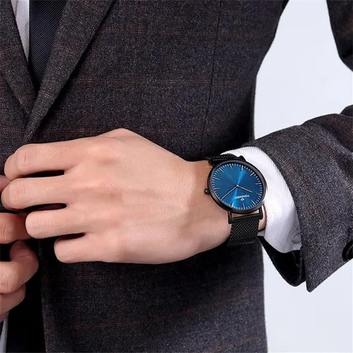 Vista 4 de RUIWATCHWORLD Men's Analog Quartz Watch Men Ultra-Thin Dial Watches Stainless Steel Waterproof Fashion Wrist Watch