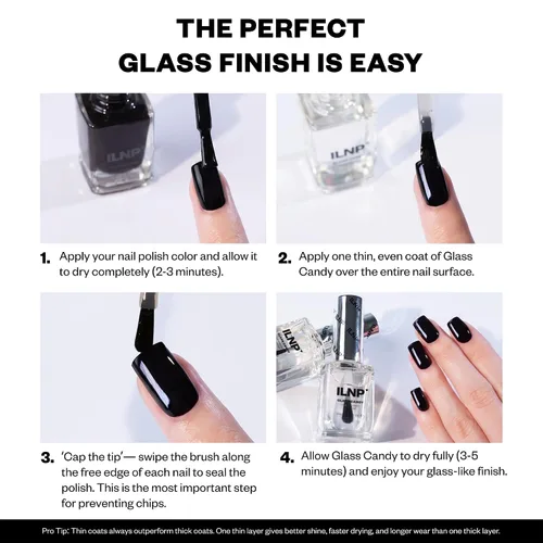 Vista 8 de ILNP Glass Candy - Esmalte de uñas transparente, acabado de vidrio brillante, secado rápido, resistente a las astillas, esmalte regular sin gel,