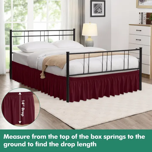 Vista 102 de Biscaynebay Faldas de cama envolventes con esquinas divididas para camas Twin/Twin XL de 15 pulgadas de caída, volantes de polvo elásticos Negro