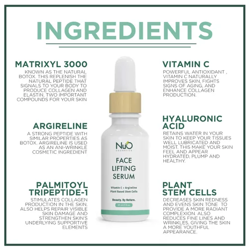Vista 2 de Nuorganic - Suero de estiramiento facial con células madre vegetales y Matrixyl 3000, antienvejecimiento avanzado para minimizar las líneas finas