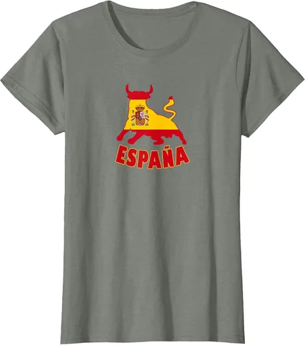 Vista 4 de Spain Espana with Bull and National Flag/Present T-Shirt Asphalt Grey