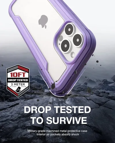 Vista 3 de RAPTIC Shield para iPhone 13 Pro, funda protectora transparente a prueba de golpes, prueba de caídas militares de 10 pies, marco de aluminio