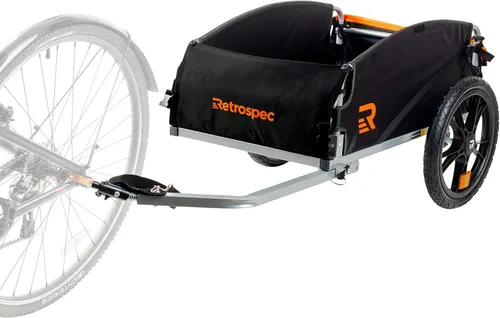 Vista 10 de Retrospec Rover Hauler - Remolque de carga para bicicleta, marco plegable con tela resistente a la intemperie y capacidad de 80 libras, remolque