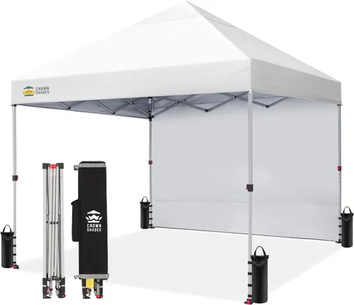 Vista 37 de CROWN SHADES Toldo desplegable de 8 x 8 con 1 pared lateral, tienda de campaña para playa, beige