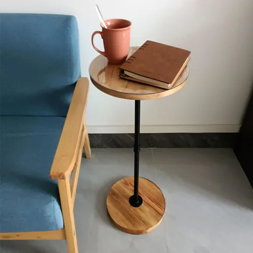 Vista 3 de Mesa auxiliar redonda: ideal para espacios pequeños, junto al sofá o cama, soporte para plantas o mesa de bebidas al aire libre