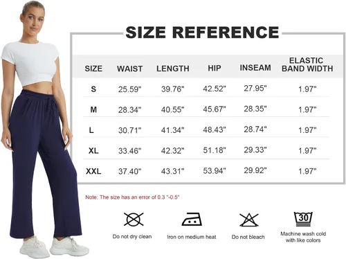 Vista 6 de keriffe Pijamas casuales para mujer, pantalones de yoga de pierna ancha, cintura alta, cordón ajustable, pantalones deportivos de entrenamiento