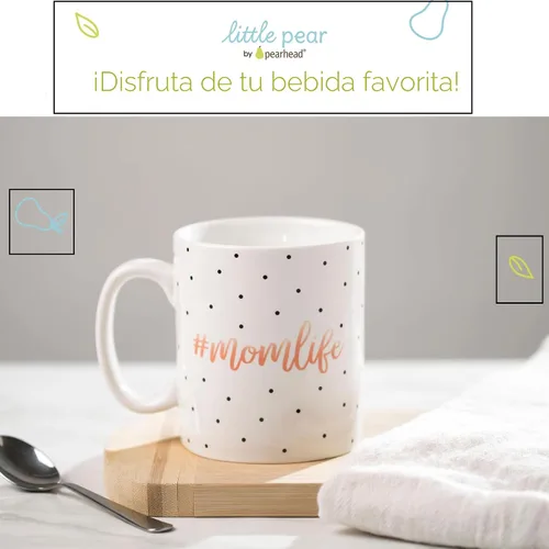 Vista 5 de Little Pear Taza Mom Life, Taza de Café de Cerámica, Regalo Ideal para Madres Nuevas y Futuras, Apta para Lavavajillas y Microondas, 13 onzas