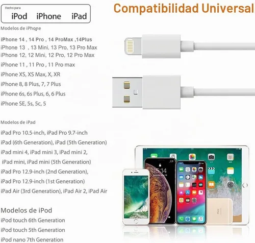Vista 6 de Paquete de 5 (6 pies) original [certificado Apple MFi] cargador de iPhone, cable Lightning de carga rápida, cable USB compatible con iPhone 13/12/11
