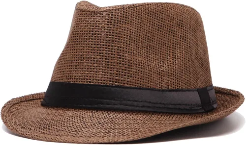 Vista 4 de LADYBRO Sombreros Fedora para hombre sombrero Fedora sombrero de panamá sombrero de paja sombrero de verano paquete de 3 M