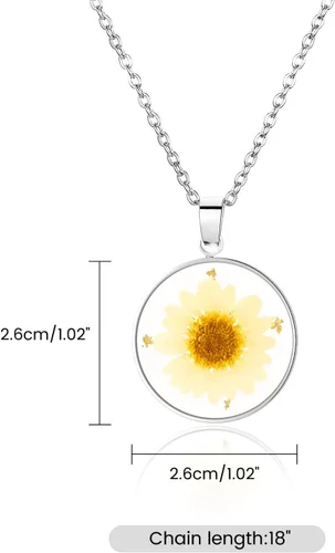 Vista 64 de Pressed Flower Necklace Gift for Women Personalized Handmade Necklaces Birth Flower Necklace