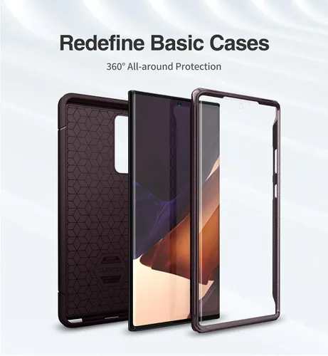 Vista 3 de SURITCH Funda para Samsung Galaxy Note 20 Ultra (solamente) de 6.9 pulgadas, 2 marcos frontales, protector de pantalla integrado, protector