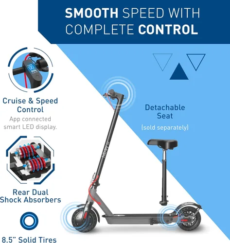 Vista 6 de Hiboy Scooter eléctrico, neumáticos de 8.5 pulgadas, hasta 17 millas de alcance, motor de 350W y 19 MPH, scooter eléctrico plegable y portátil