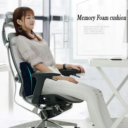 Vista 2 de Almohada de apoyo lumbar de espuma viscoelástica, cojín de espalda de apoyo lumbar de espuma, cojín de espalda de malla transpirable con diseño