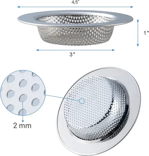 Vista 4 de Honmein 2 Piezas Colador de Fregadero para la Mayoría de Cestas de Drenaje de Fregadero de Cocina, Diseño Seguro de Doble Capa Mejorado Colador