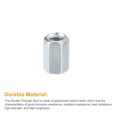 Vista 4 de uxcell Tuercas de acoplamiento M5x8x12mm - Acoplador de varilla roscada hexagonal de acero al carbono galvanizado para muebles, electrónico