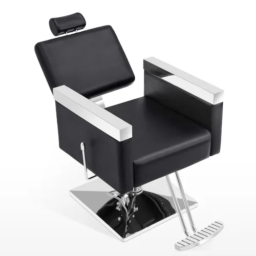 Vista 7 de BarberPub Clásico Recline Silla de peluquero hidráulica Salón Spa Silla de peluquería Equipo de belleza de peluquería 3018 (negro)