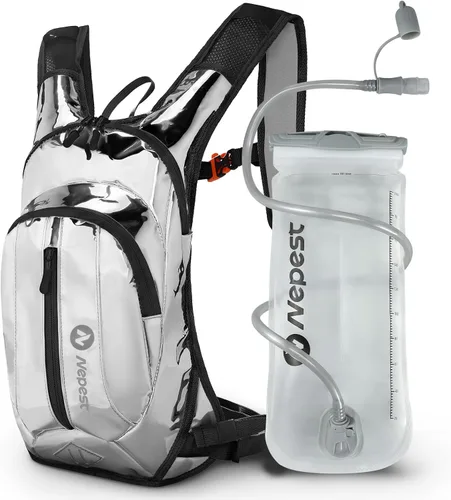 Vista 11 de Nepest Hydration Pack Backpack for Women & Men, Lightweight Water Backpack with 2L Water Bladder for Hiking Cycling Running Biking Gris-oscuro