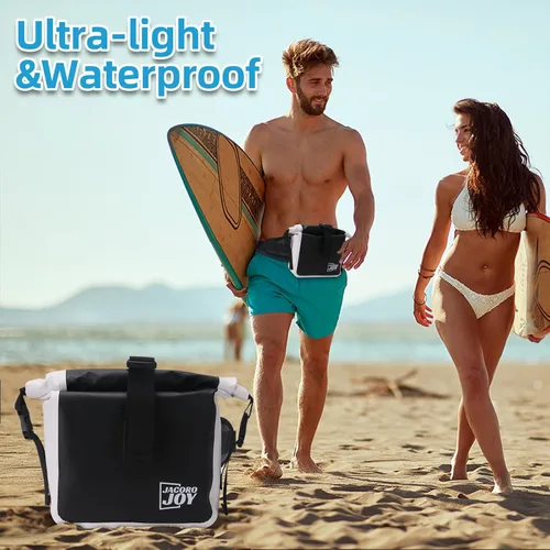 Vista 8 de Riñonera impermeable, bolsa seca flotante con correa ajustable para la cintura de gran capacidad, bolsa de cintura impermeable para kayak, barco